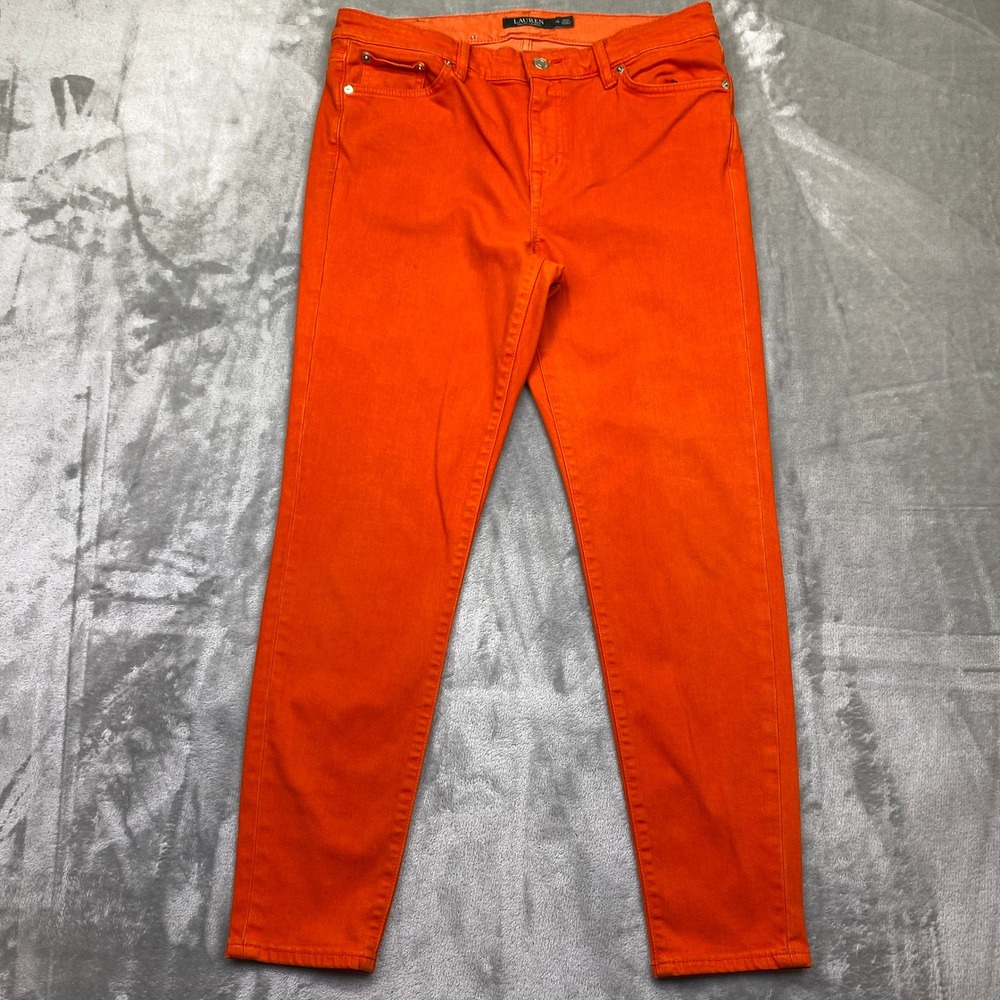 Lauren Ralph Lauren Orange Pants‎ Size 10 Fits 32" Stretch Denim Jeans Colored